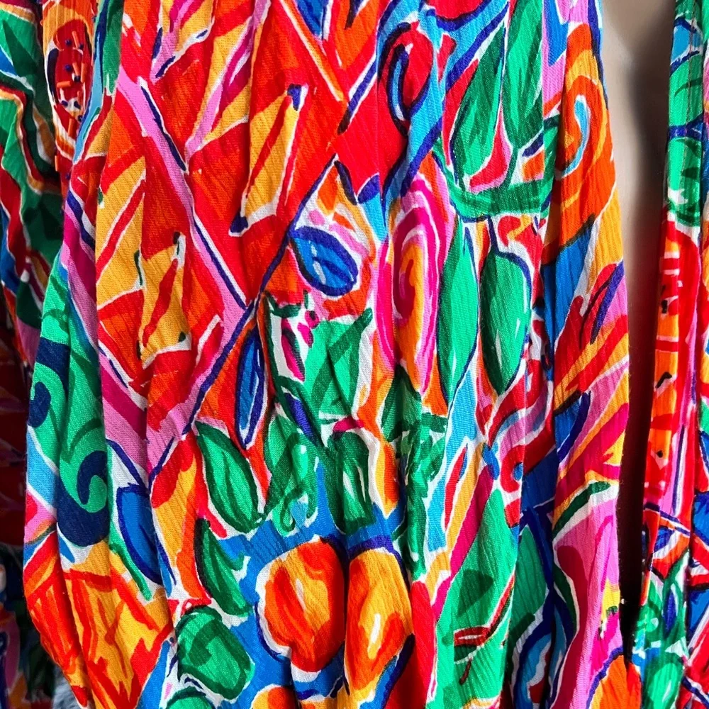 Oversized Vintage Abstract Floral Beaded Kimono Cardigan - Picture 6 of 12